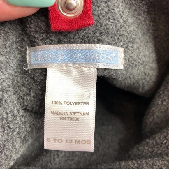 Janie and Jack jacket zip fleece charcoal gray size 6-12 months - Picture 4 of 7